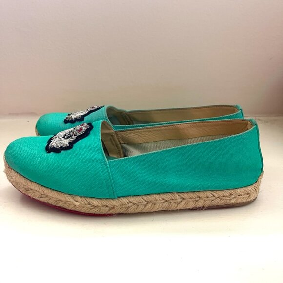 Christian Louboutin crest logo Turquoise Nanou Orlato Espadrille flats - Picture 7 of 14
